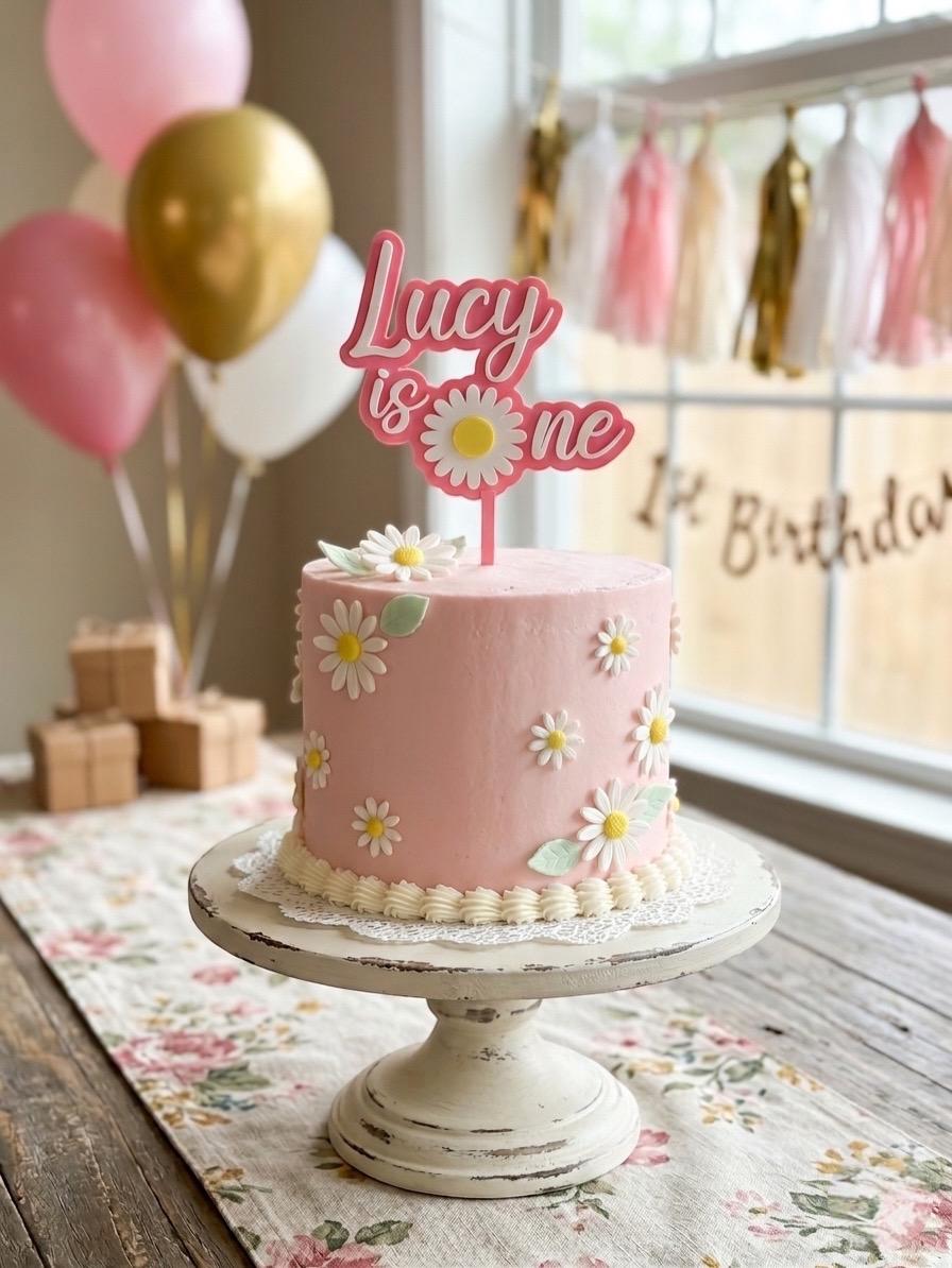 First Birthday Cake Topper Personalized Name | Daisy ONE Cake Topper ...