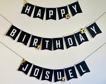 Soccer Theme Happy Birthday Banner. Personalized Happy Birthday Banner. Customized Happy Birthday Banner