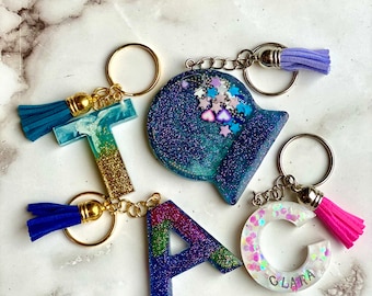 Initial Keychain, Personalized Resin letter keychain, Custom letter resin keychain, Alphabet keychain resin, Shaker Keychain