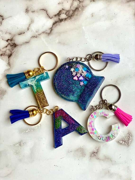 Initial Keychain Personalized Resin Letter Keychain Custom