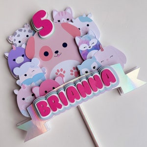 Squish Cake Topper, Squishy Birthday Topper, 2nd Birthday, Custom Name Banner, Smash Cake, Cake Decoration, Kids Party Decorations