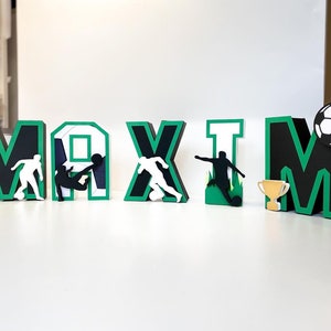 3D Cardstock Letters, 6 inch Tall 3D Paper Party Letters , Custom 3D Letters, Soccer Birthday 3D Letters, Football 3D Letters Name