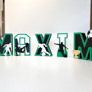 Lettres de carton 3D, Lettres de fête en papier 3D de 6 pouces de haut, Lettres 3D personnalisées, Lettres 3D d’anniversaire de football, Nom des lettres 3D de football