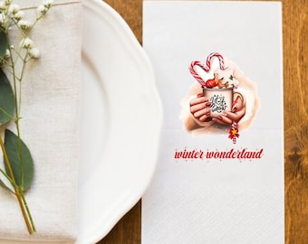 Servilletas Winter Wonderland: Servilletas navideñas para cóctel (20 unidades)