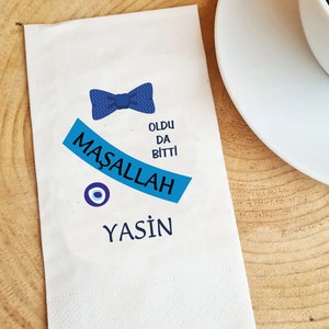 Circumcision Napkins: Islamic Sünnet Gifts, Mevlut Favors (20 Napkins)