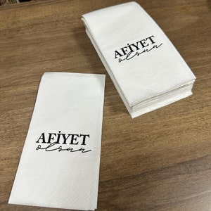 Cheers / Photo napkin / Paper napkins / Custom napkins / Wedding favor / cocktail napkins / Afiyet Olsun / 33 x 33 cm 20 pcs