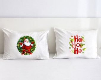 Mery Christmas - Ho Ho Ho - Santa Claus Pillowcase - Set of 2 - pillowcases - pillowcase - cotton pillowcase - personalized pillowcase