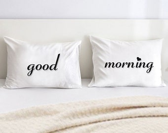 good morning Pillowcase - Set of 2 - pillowcases - custom pillowcase - cotton pillowcase - mr and mrs - personalized pillowcase - gift
