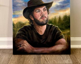 Portrait personnalisé à l'huile à partir d'une photo, portrait de famille peint à la main sur toile, cadeau personnalisé pour un anniversaire, commande de portraits d'animaux de compagnie