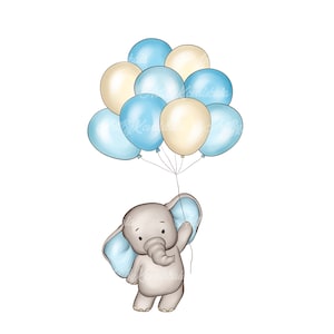 Elephant Clipart, Elephant Baby Shower, Elephant PNG, Baby Shower Boy, Digital Download