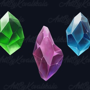 Gemstone PNG, Green Gemstone Clipart, Crystals PNG, Digital Download, Commercial Use