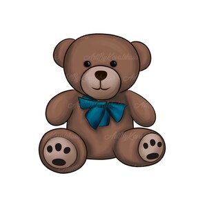 Teddy Bear Clipart, Cute Bear PNG, Baby Shower, Digital Download