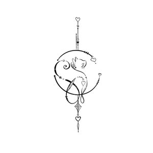 Diseño de tatuajes, Tatuaje de gato, Diseño de tatuajes personalizado, Descarga digital