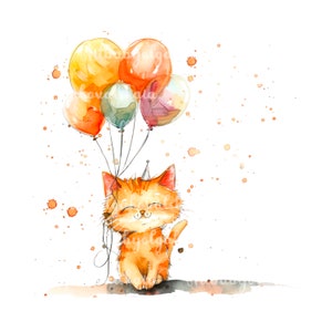 Cat PNG, Watercolor Cat Clipart, Digital Download