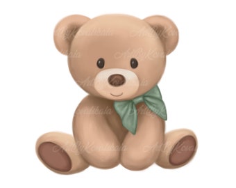 Teddy Bear Clipart, Cute Bear PNG, Baby Shower, Digital Download
