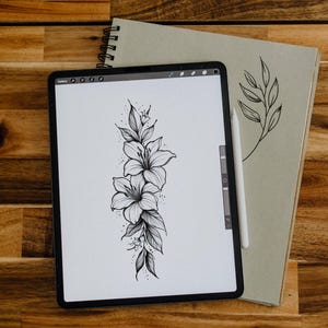 Lillie Floral Tattoo Design: Custom PNG (Digital Download)