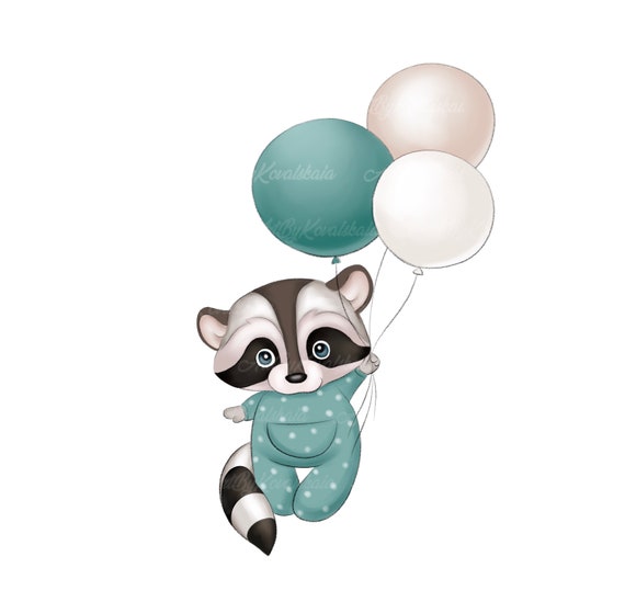 Raccoon PNG, Raccoon Clipart, Digital Download, Baby Shower Boy, Commercial Use
