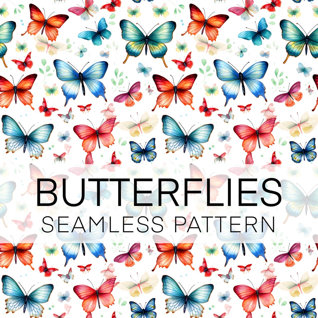 Seamless Pattern, Butterflies Digital Paper, Watercolor Butterfly Wrap ...
