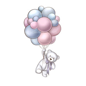 Teddy Bear Clipart, Teddy Bear PNG, Baby Shower, Digital Download