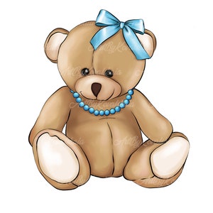 Teddy Bear Clipart, Bear PNG, Baby Bear, PNG, Baby Shower Girl, Digital Download, Commercial Use