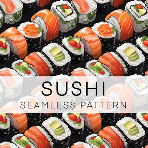 Seamless Pattern, Sushi Digital Paper, Food Wrap, DIGITAL DOWNLOAD