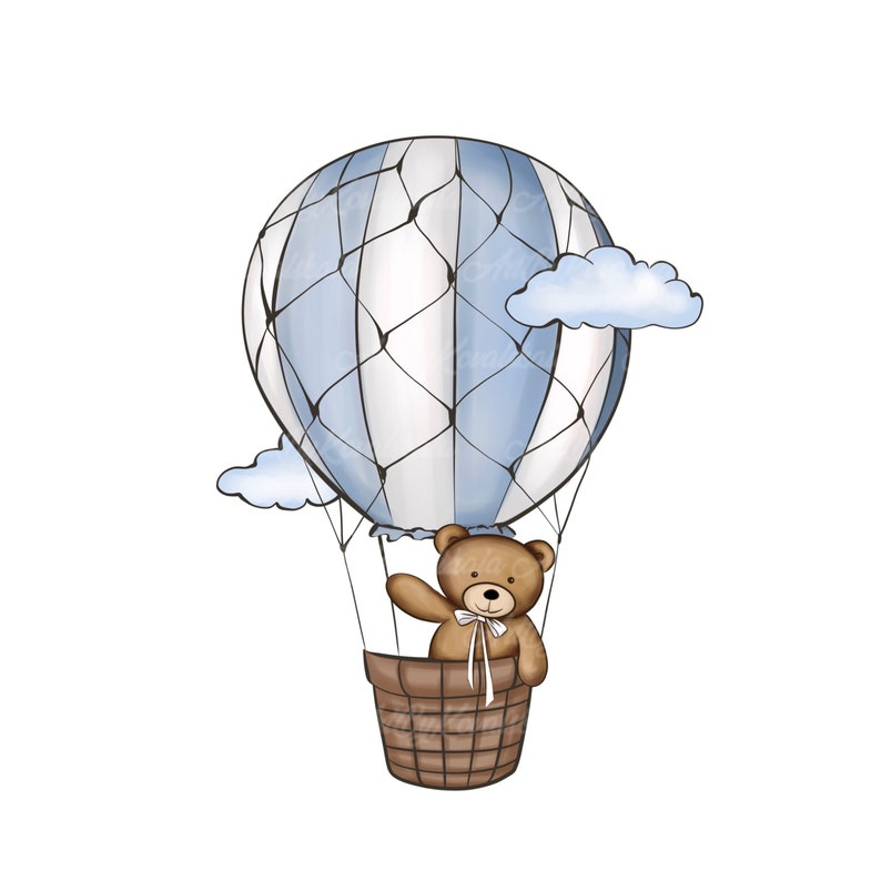 Teddy Bear Clipart: Air Balloon PNG, Baby Shower (digital Download) - Etsy