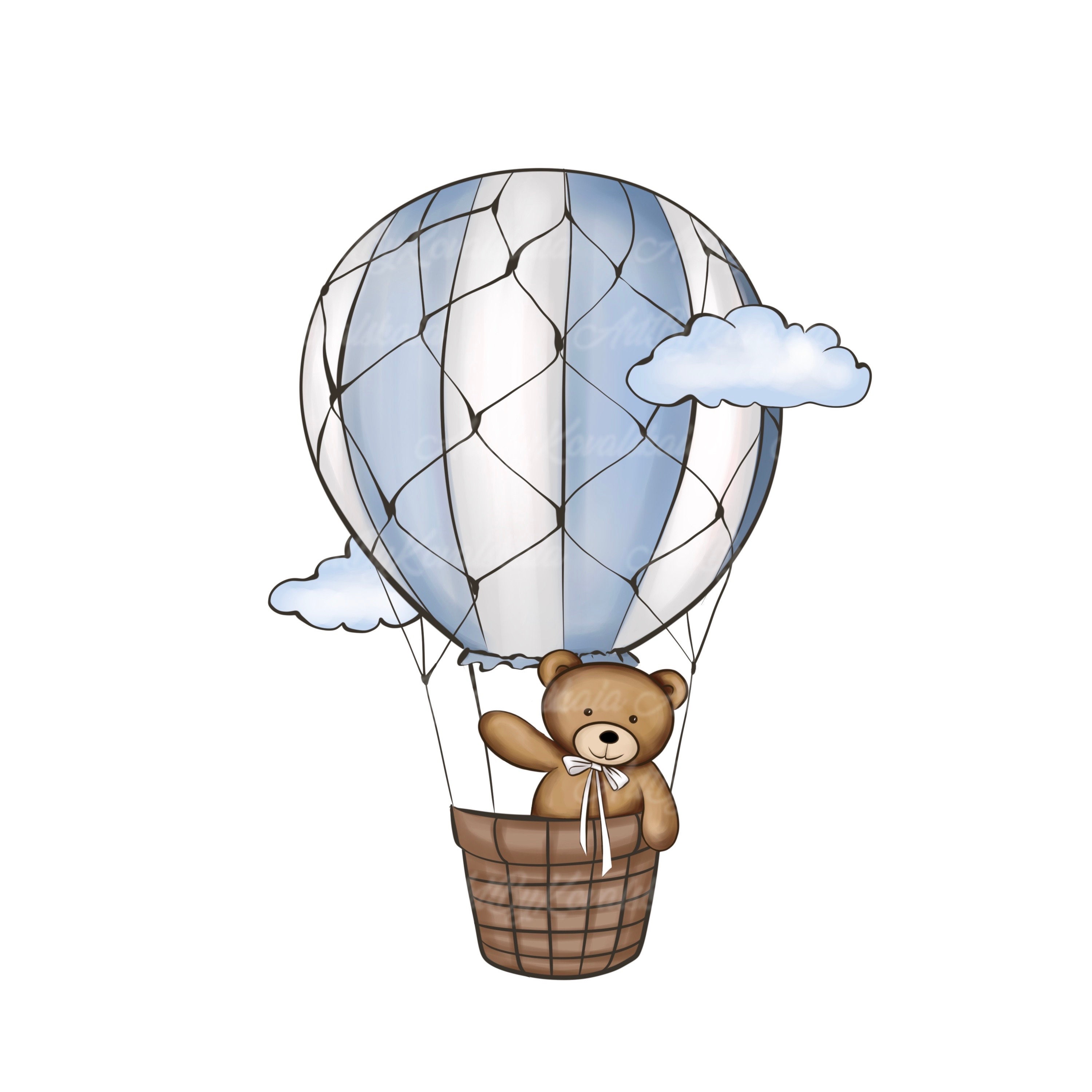 Teddy Bear Clipart: Air Balloon PNG, Baby Shower (digital Download) - Etsy
