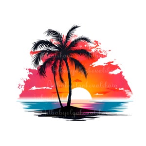 Palm Tree PNG, Sunset Clip art, DIGITAL DOWNLOAD