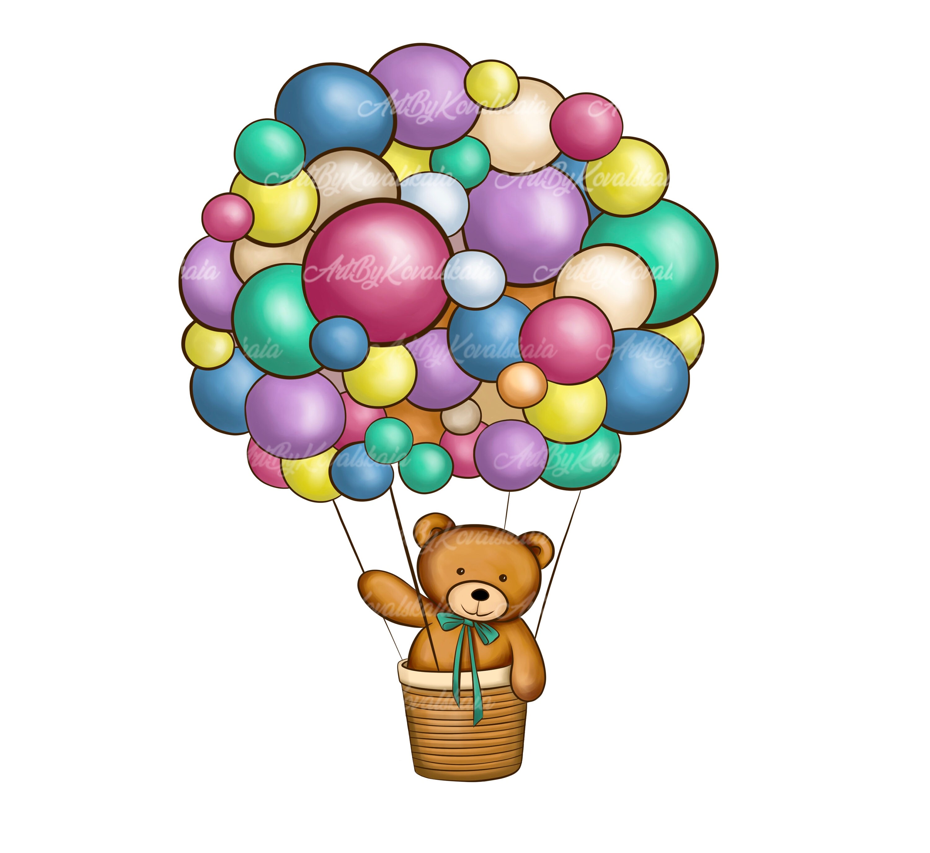 Teddy Bear Clipart, Air Balloon PNG, Baby Shower (digital Download) - Etsy
