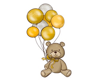 Teddy Bear Clipart, PNG, Baby Shower Clipart, Digital Download
