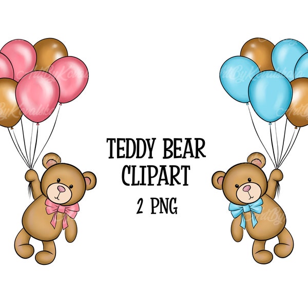 Teddy Bear Clipart, Bear PNG, Baby Shower, PNG, Digital Download, Commercial Use