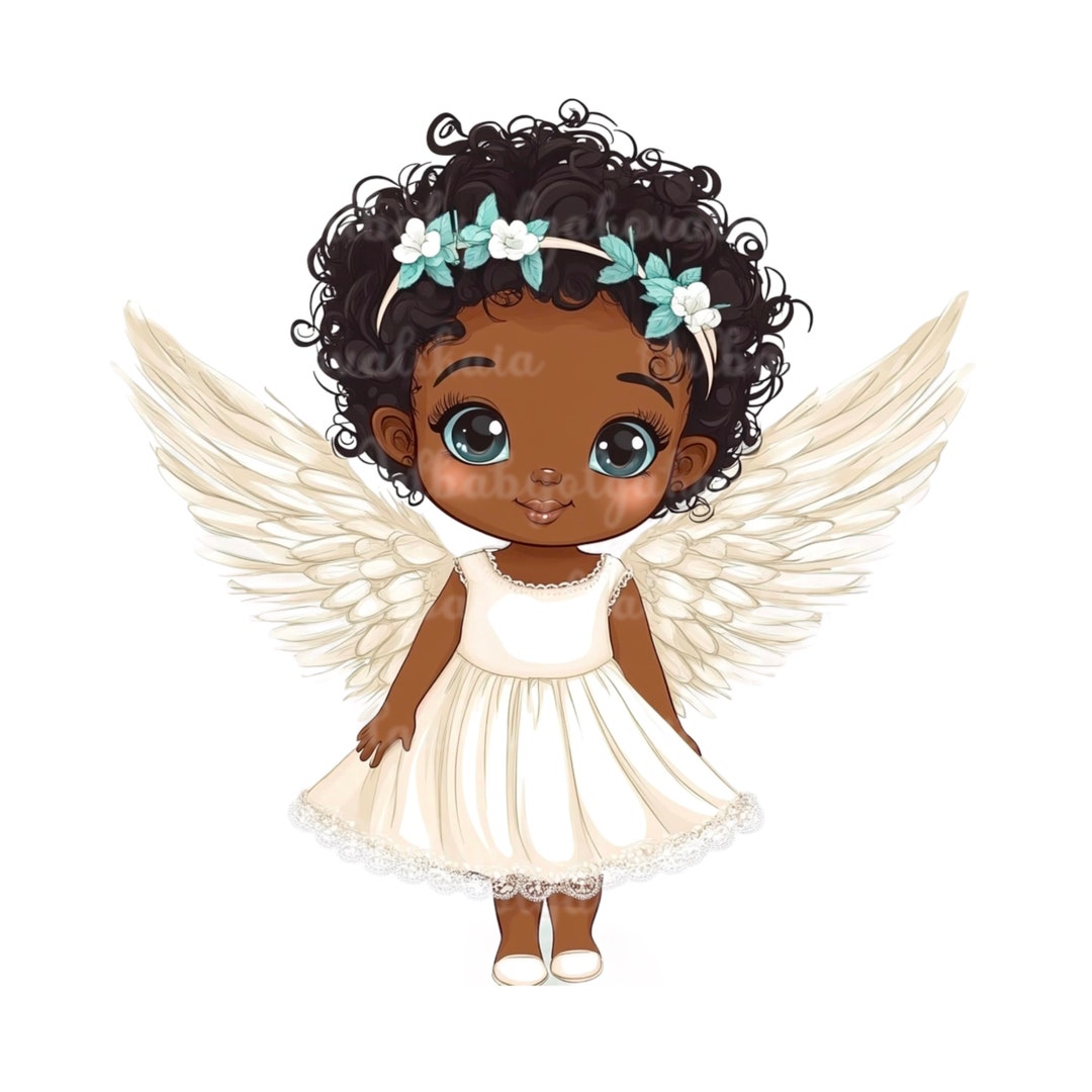 Angel Clip Art, Child Angel Prayer PNG, African American Girl, Baby ...