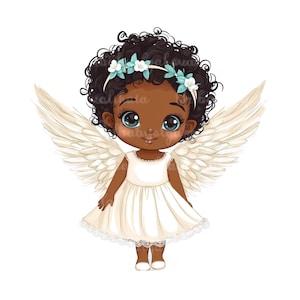 Angel Clip art, Child Angel Prayer PNG, African American Girl, Baby Shower, Digital Download