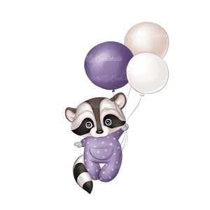 Raccoon PNG, Raccoon Clipart, Digital Download, Baby Shower Girl, PNG, Commercial Use