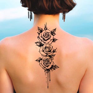 Rose Tattoo Design for Women: Custom Floral PNG (Digital Download)