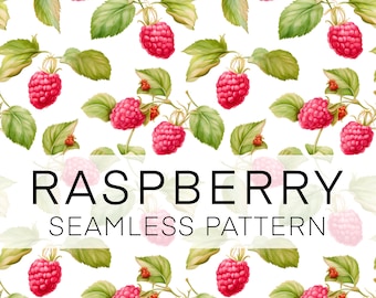 Watercolor Raspberry Seamless Pattern: Berries Digital Paper (Instant Download)