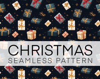 Christmas Gifts Digital Pattern, Christmas Digital Paper, Seamless Pattern, Instant Download