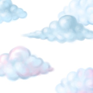 Watercolor Clouds Clipart, PNG, Digital Download