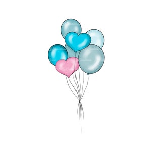 Valentines Day, Balloons PNG, Hearts PNG, Valentines Day Clipart, Digital Download