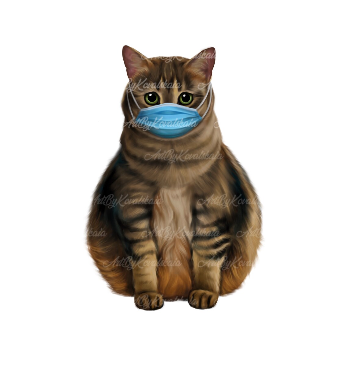 Cat PNG Cat Clipart PNG Cat Wearing Face Mask Digital Etsy