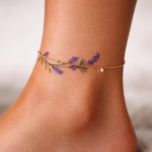 Tatuaje de pulsera, tatuaje de tobillo color lavanda (descarga digital)