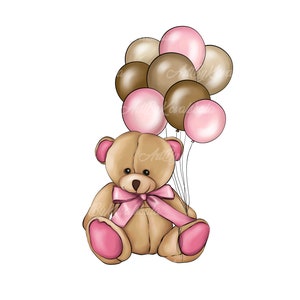 Teddy Bear Clipart, PNG, Baby Shower Clipart, Digital Download