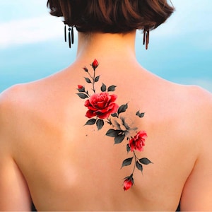 Floral Rose Tattoo Design: Custom PNG (Digital Download, Commercial Use OK)