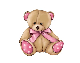 Teddy Bear Clipart, Bear PNG, Digital Download