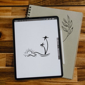 Tattoo Design Palm Tree, Tattoo Beach, Sunset, Personalized Tattoo Design, Digital Download