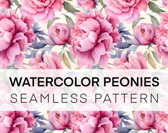 Seamless Peony Pattern | Watercolor Peonies | Digital Paper JPEG ...
