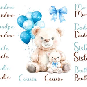 Baby Shower Boy Clipart, gender neutral baby shower, mom dad sister brother, gender reveal, Digital Download