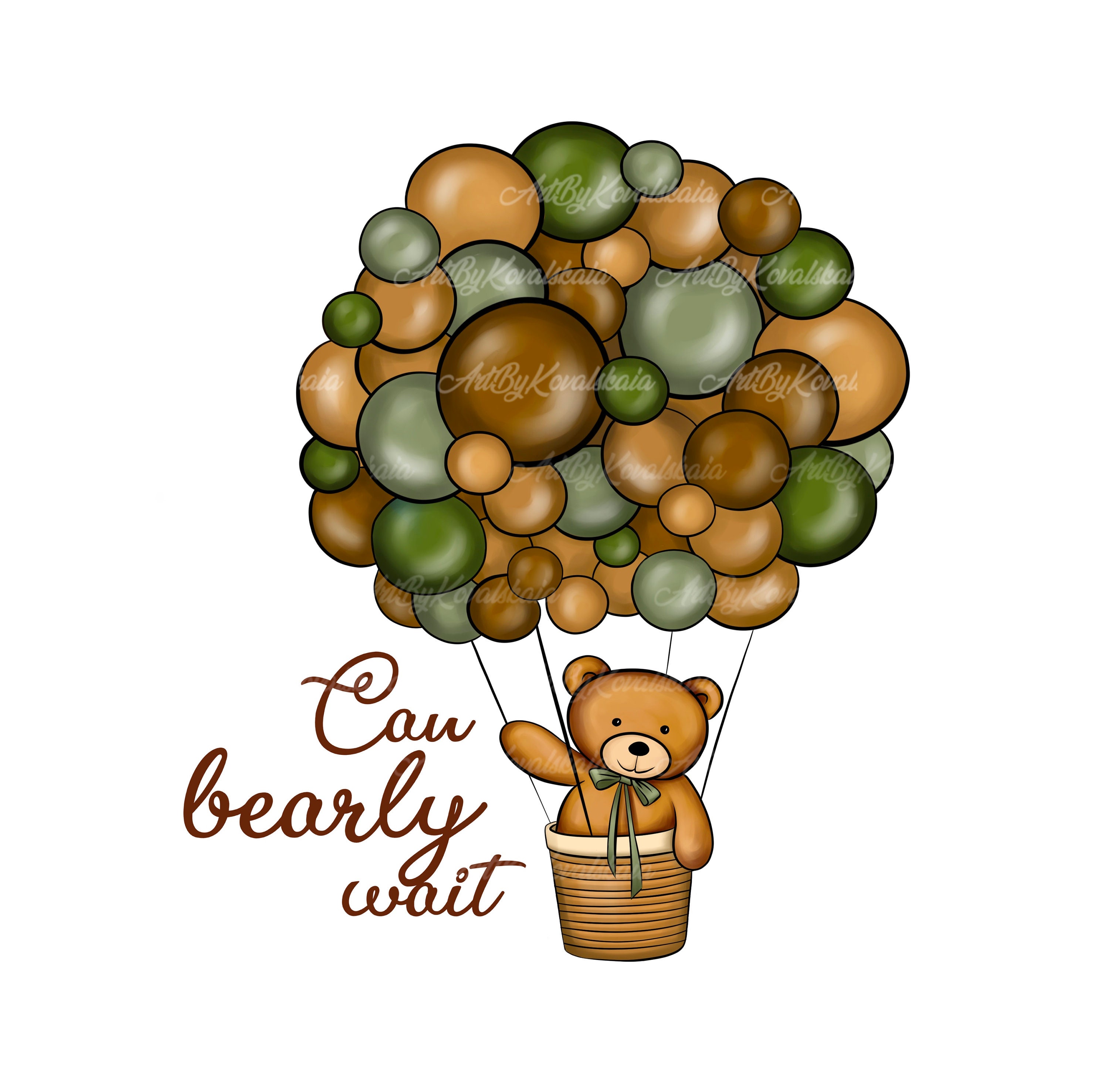 Teddy Bear Clipart: Air Balloon, Baby Shower PNG (digital Download) - Etsy