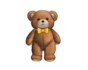 Teddy Bear Clipart, Cute Bear PNG, Baby Shower, Digital Download