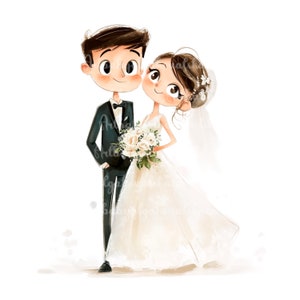 Clipart mariage, les mariés PNG, téléchargement numérique